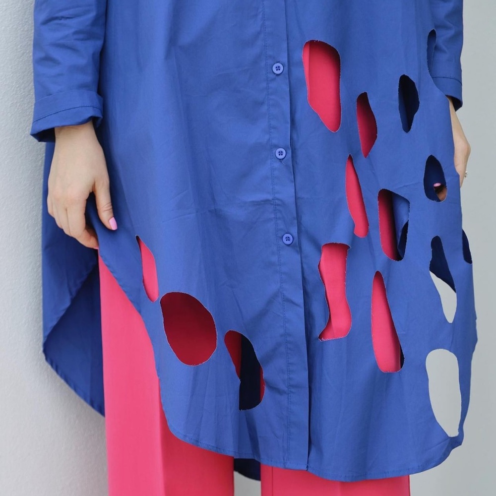Kimono blue dress with holes, one size - Picture 3 of 11